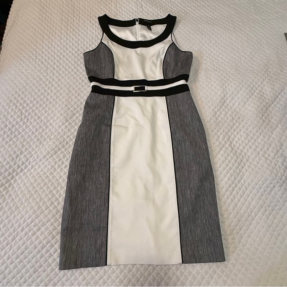 White House Black Market Black and White Colorblock Dress - Picture 4 of 16